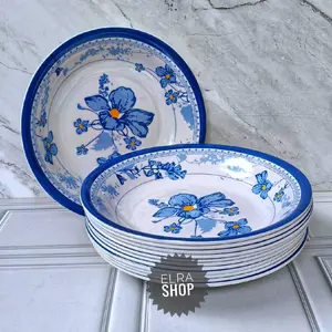 ELRA SHOP PROMO MURAH 6 PCS PIRING CEKUNG BLUEROSE PIRING KUAH BAHAN MELAMIN TEBAL FOOD GRADE BISA COD.