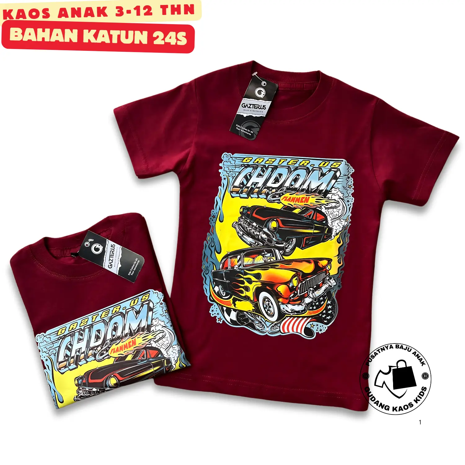KAOS Anak Mobil-Mobilan Unisex Katun Usia 3-12 Tahun - Fashion Bayi Perempuan Cewek Laki-Laki Newborn baju Fashion Pakaian Atasan