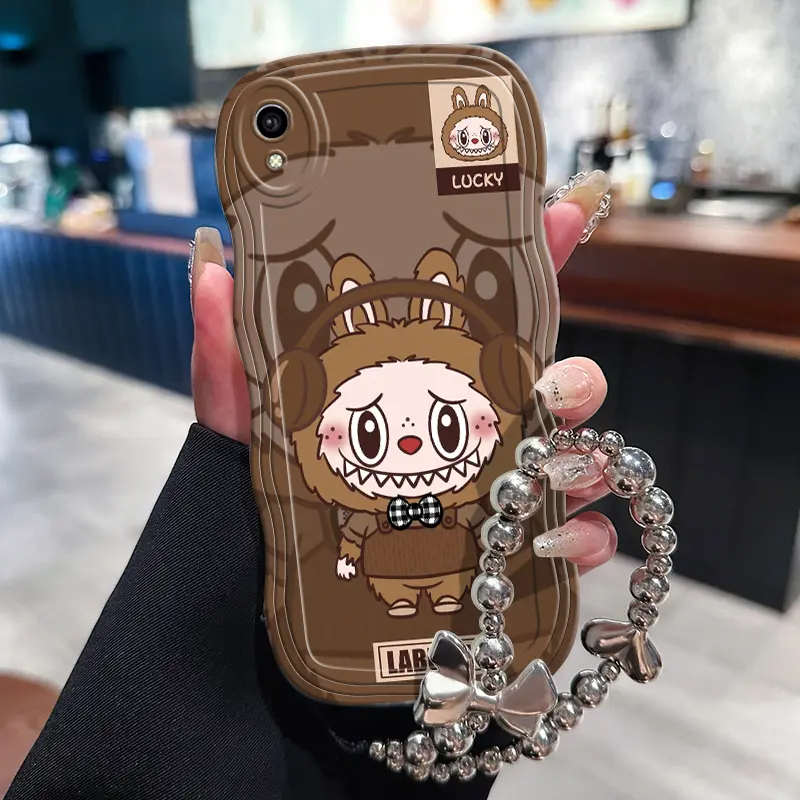 Casing Hp Untuk VIVO Y91C Y1s Y90 Casing Hp gelombang Kasing Kesing Cesing Softcase Case Kartun Kelinci lucu Dengan rantai