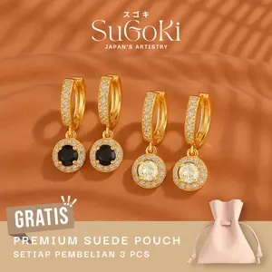 【SUGOKI】A-03 Jewelry Anting Minimalis Perempuan Anti Luntur Titanium Zirkonia Perhiasan Anti Karat Jepang Anting Accessories Wanita Jepang Jewellery Jewelry Perhiasan Lapis Emas 03