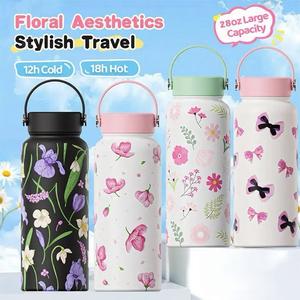 [MY 24H] 800ML Thermos Bottle Thermos Cup Portable Aquaflask Tumbler Vacuum Sports Bottle Botol Air Tahan Sejuk Printed Water Bottle