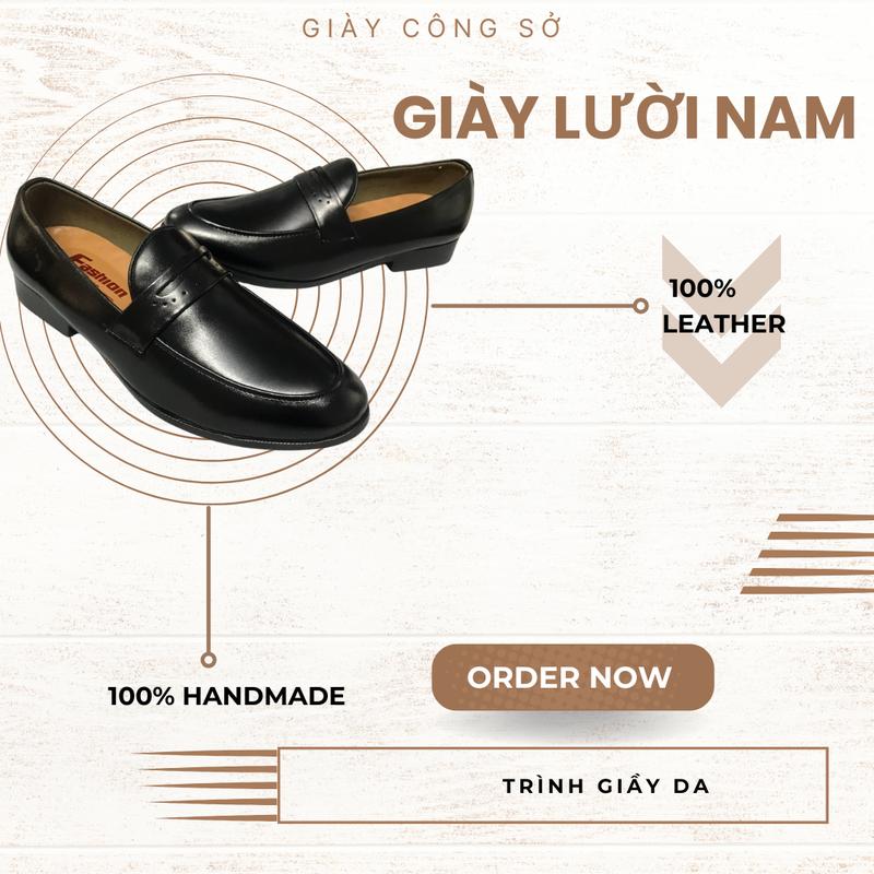 Giày lười nam da bò gắn đai đơn giản mà tinh. Đế cao su chống trơn khâu đế chắc chắn size 37 - 44 1