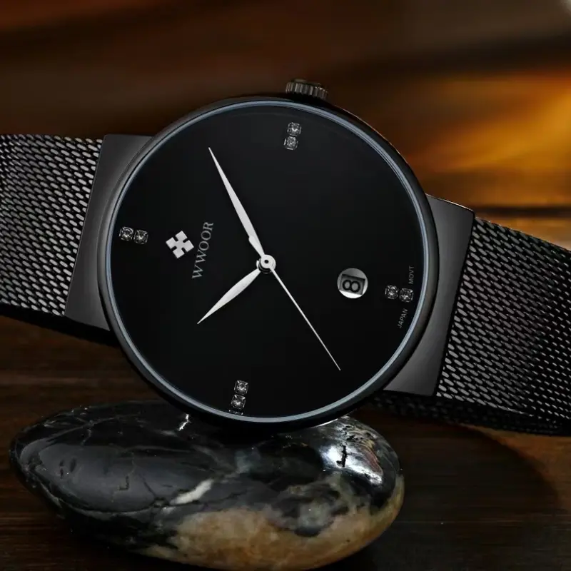 WWOOR-Men's Watch Đồng Hồ Thạch Anh Siêu Mỏng Cho Nam, Thương Hiệu Hàng Đầu, Không Thấm Nước, Có Lịch, Thời Trang Đeo Tay 1