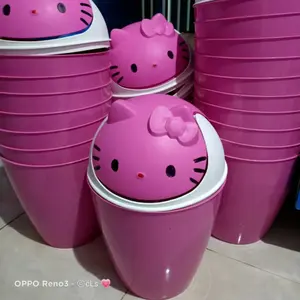 TEMPAT SAMPAH HELLO KITTY 10L / TEMPAT SAMPAH KICIK MOTIF KITTY / KOTAK TEMPAT SAMPAH BENTUK BULAT