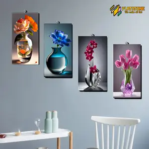 Hiasan Dinding Gambar Vas Bunga Pajangan Ruang Tamu Dekorasi Kamar Tidur Poster Kayu