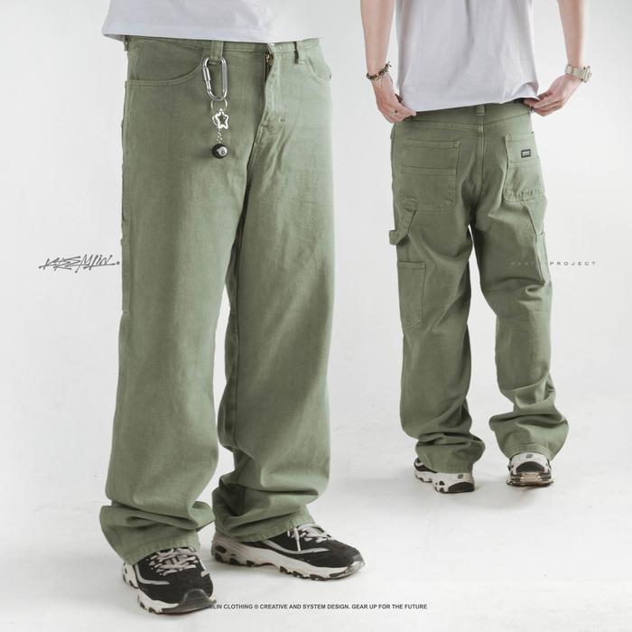 Gambar KREMLIN Celana Loose Jeans Denim Wash Olive Green - Lisbon - M dari Kremlin Clothing Kota Bandung Tokopedia