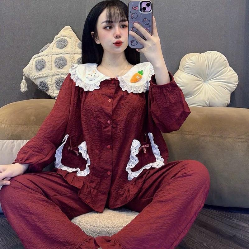 Sét bộ Dài , cổ sen bèo , túi áo phối ren , tay bồng