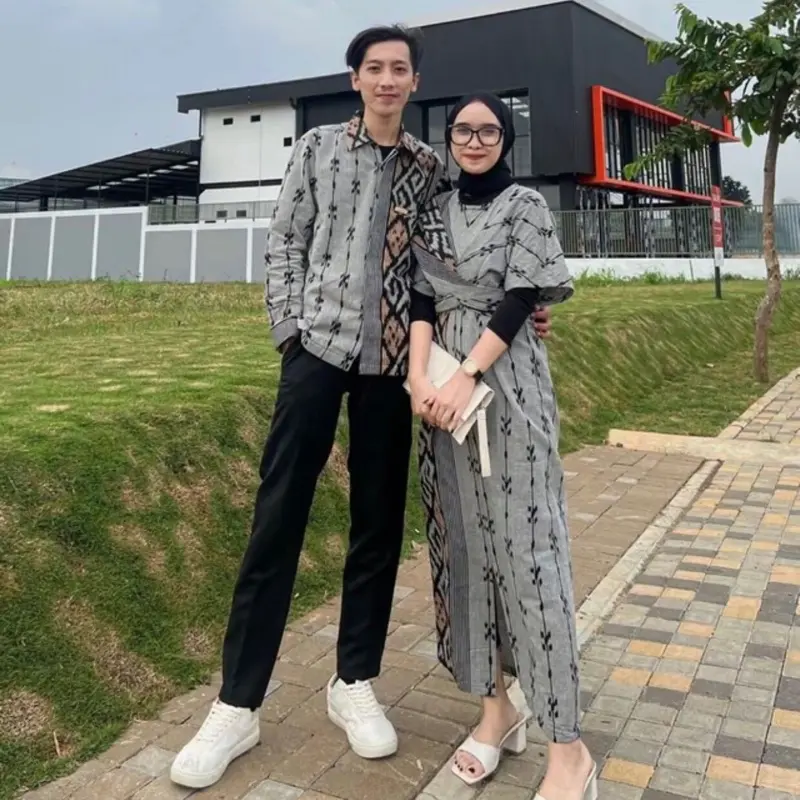 COUPLE TENUN ETNIK KEMEJA DAN DRESS - Pasangan couple tenun Etnik Tebal dan halus - Setelan Simple  Kondangan Pesta