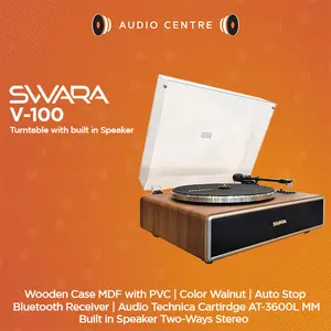Swara V-100 V100 V 100 Turntable built in Speaker 2-ways Bluetooth Receiver
