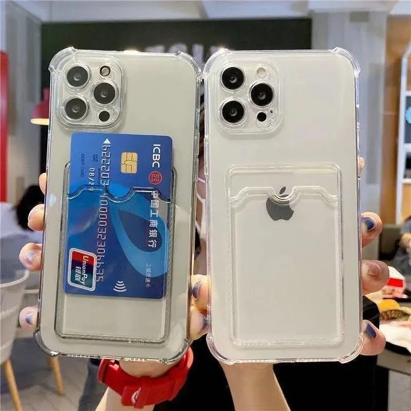 Túi thẻ chống sốc, Ốp Điện Thoại mềm, Tương thích IPhone 14 13 12 11 Pro Max XS X XR 8 + 7 6 Plus, vỏ trong suốt, vỏ silicon, bộ bảo vệ máy ảnh di động 4