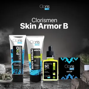 Clorismen Skin Armor B – Paket Skincare Pria Anti Jerawat & Bekas Jerawat | Mencerahkan, Menghaluskan Kulit & Mencegah Penuaan Dini
