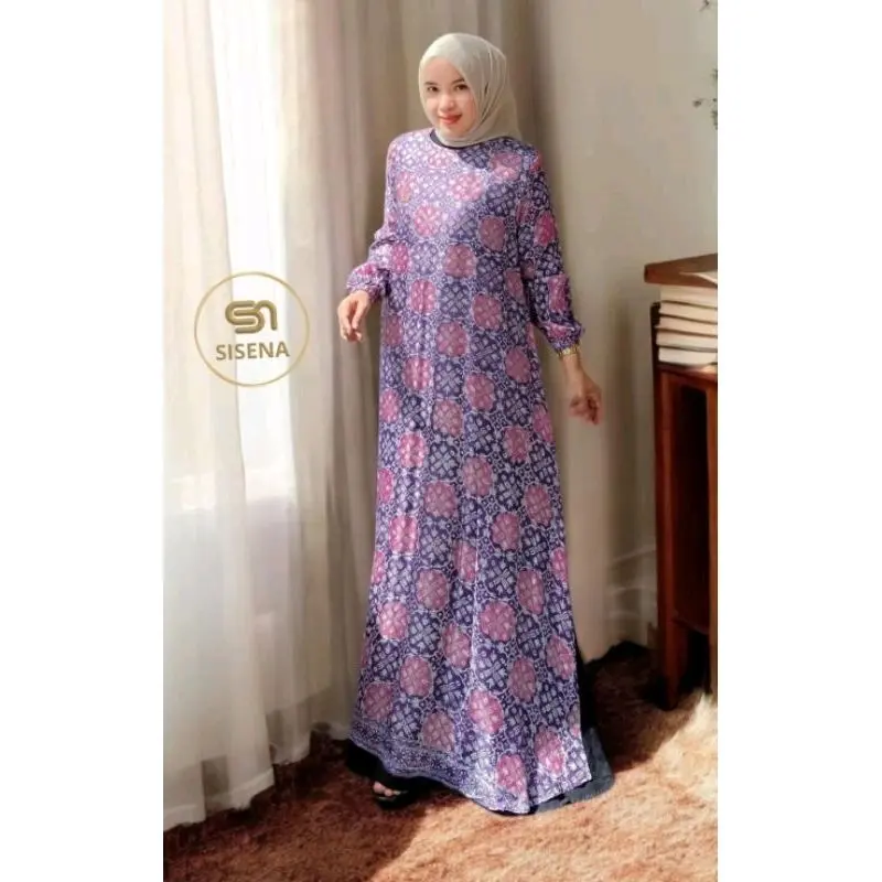 Gamis Batik Tenun Sutra Dobby - Pakaian Muslim Wanita Mewah baju lebaran ni 3