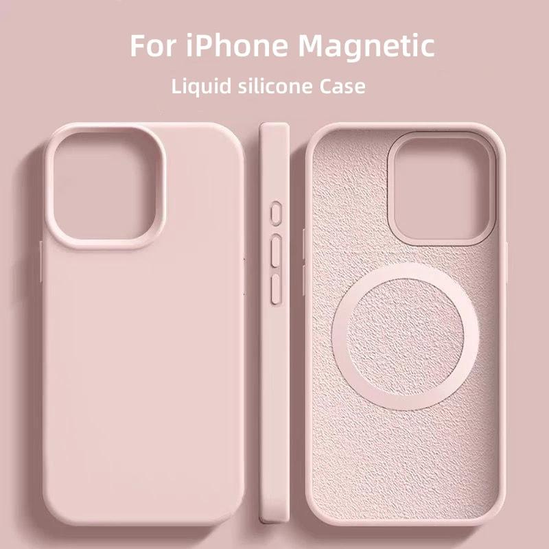  Ốp Điện Thoại Silicon Lỏng Sạc Không Dây Từ Tính Dành Cho iPhone 11 12 13 14 15 16 Pro Max Plus Ốp Lưng Điện Thoại Di Động Chống Sốc Sang Trọng Bảo Vệ Camera Phụ Kiện Magesafe 