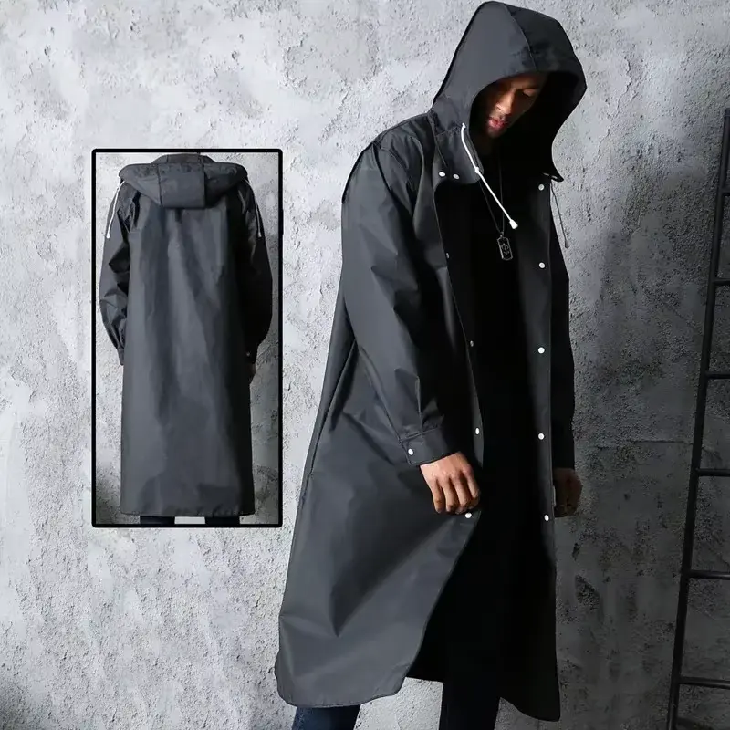 Extended and Thickened Fishing Poncho Waterproof Men's Raincoat Windproof Hood Raincoats for Rain Umbrella Biker Resistant Coat