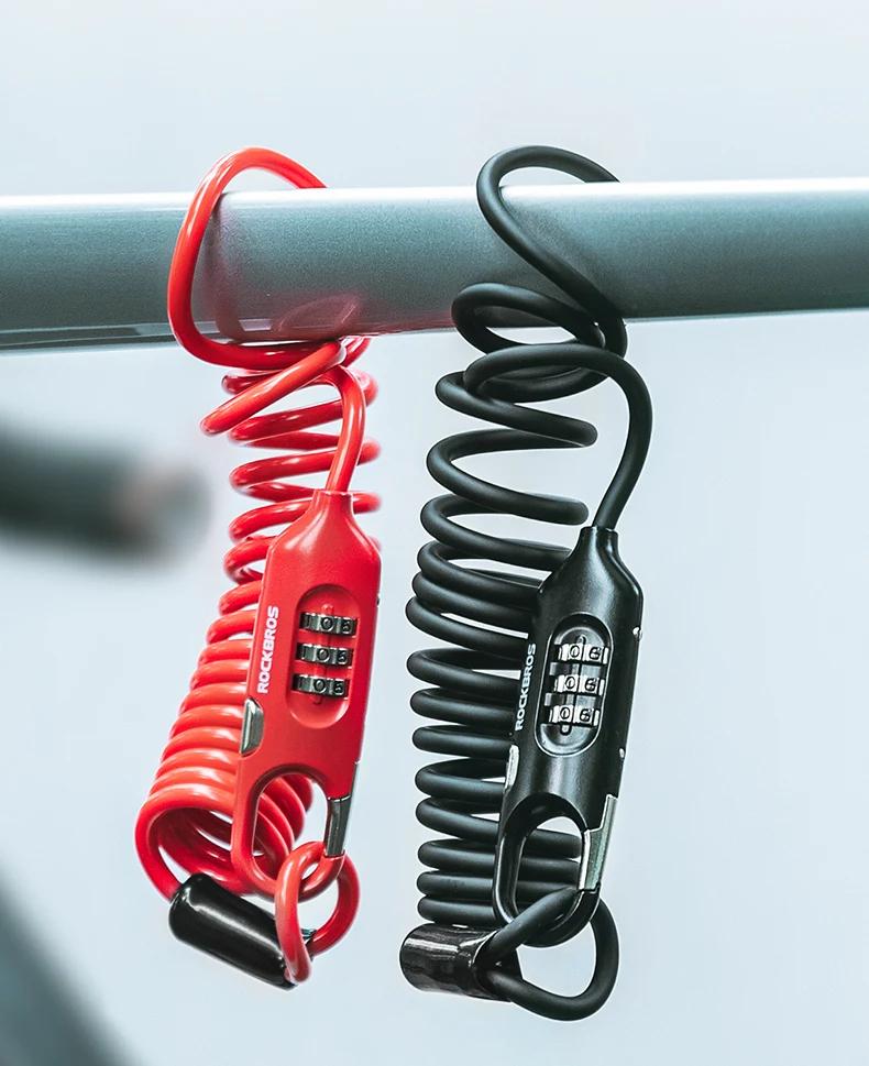 Product Introduction of ROCKBROS Bicycle Lock Portable Anti-theft Safety Password Steel Cable Chain Security Password 3 Digit Lock Helmet Lock Accessory 23