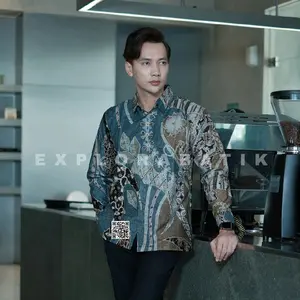 Kemeja Batik Pria Terbaru Full furing lengan panjang  Motif rawaseka  Slim Fit • batik explora