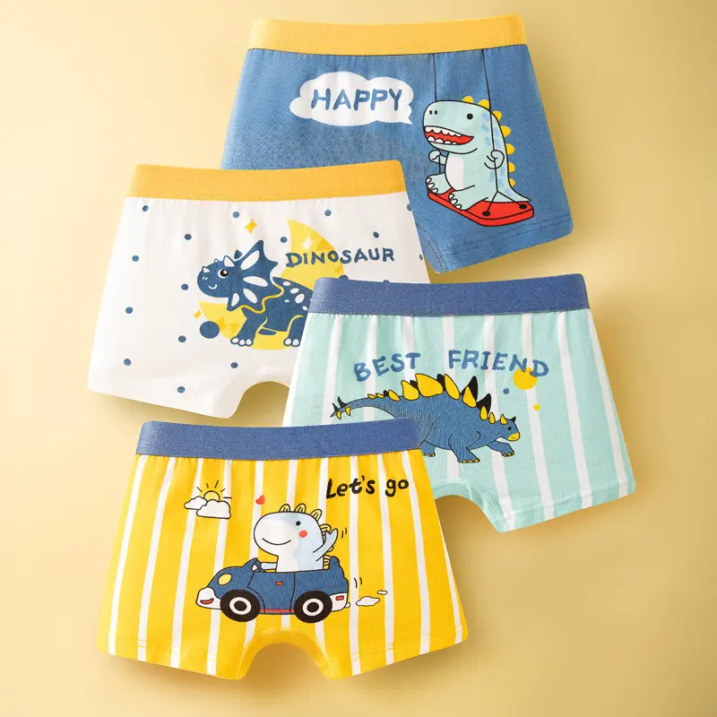 BOBOHO - (1PCS) Pakaian Dalam / Celana Boxer Anak Laki-Laki Motif Kartun Lucu Bahan Katun Lembut / Celana Dalam Anak Laki-Laki 4