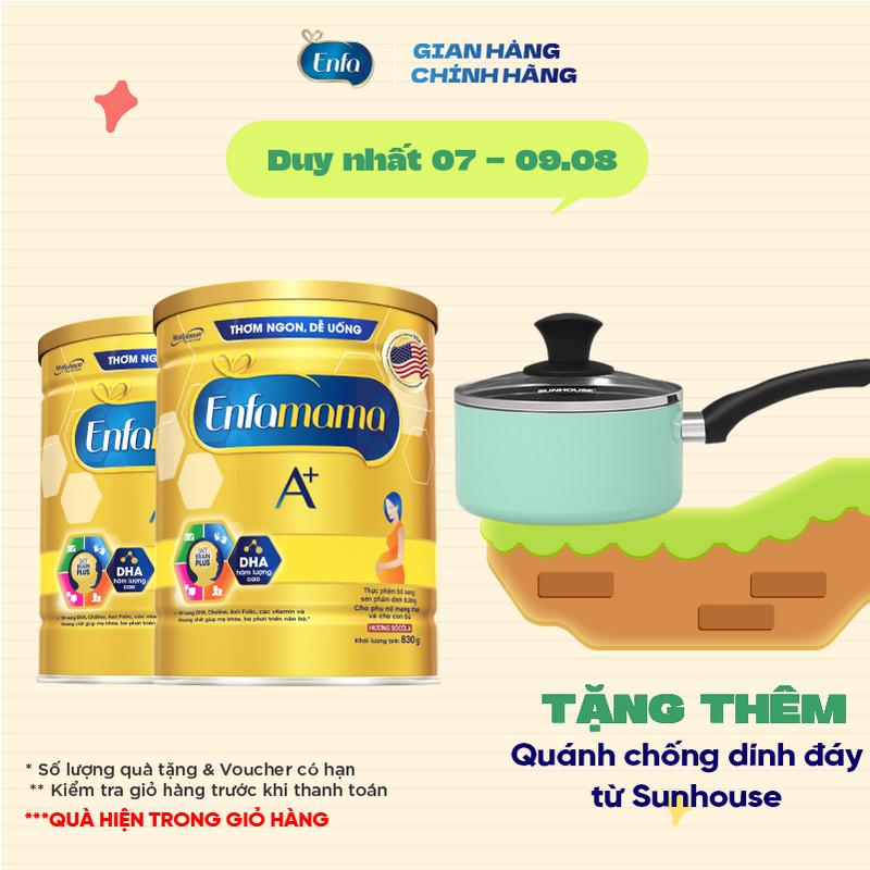 Bộ 2 sữa bầu Enfamama A+ - Hương Chocolate 830g/lon