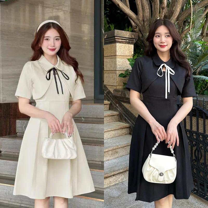 Váy Thiết Kế Bigsize nista Dành Cho Nữ Đầm Thiết Kế Giả Áo Khoác Tay Lửng Dáng A Xoè Nữ Tính Phù Hợp ĐI Chơi Và Đi Dự Tiệc Bigsize Từ 55-90 Kg Women Dress Nhung Tre Voi