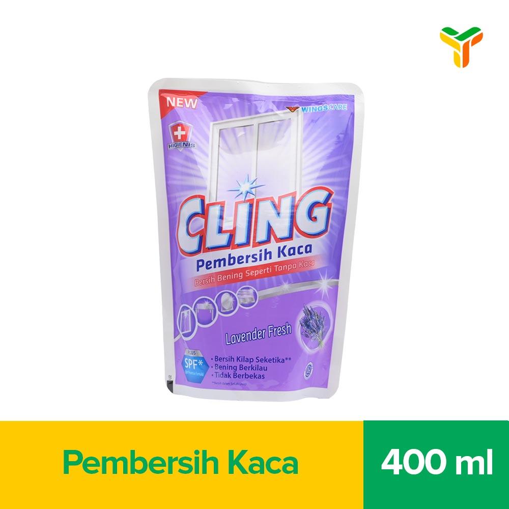 Cling Pembersih Kaca Pouch 400 Ml - UNGU