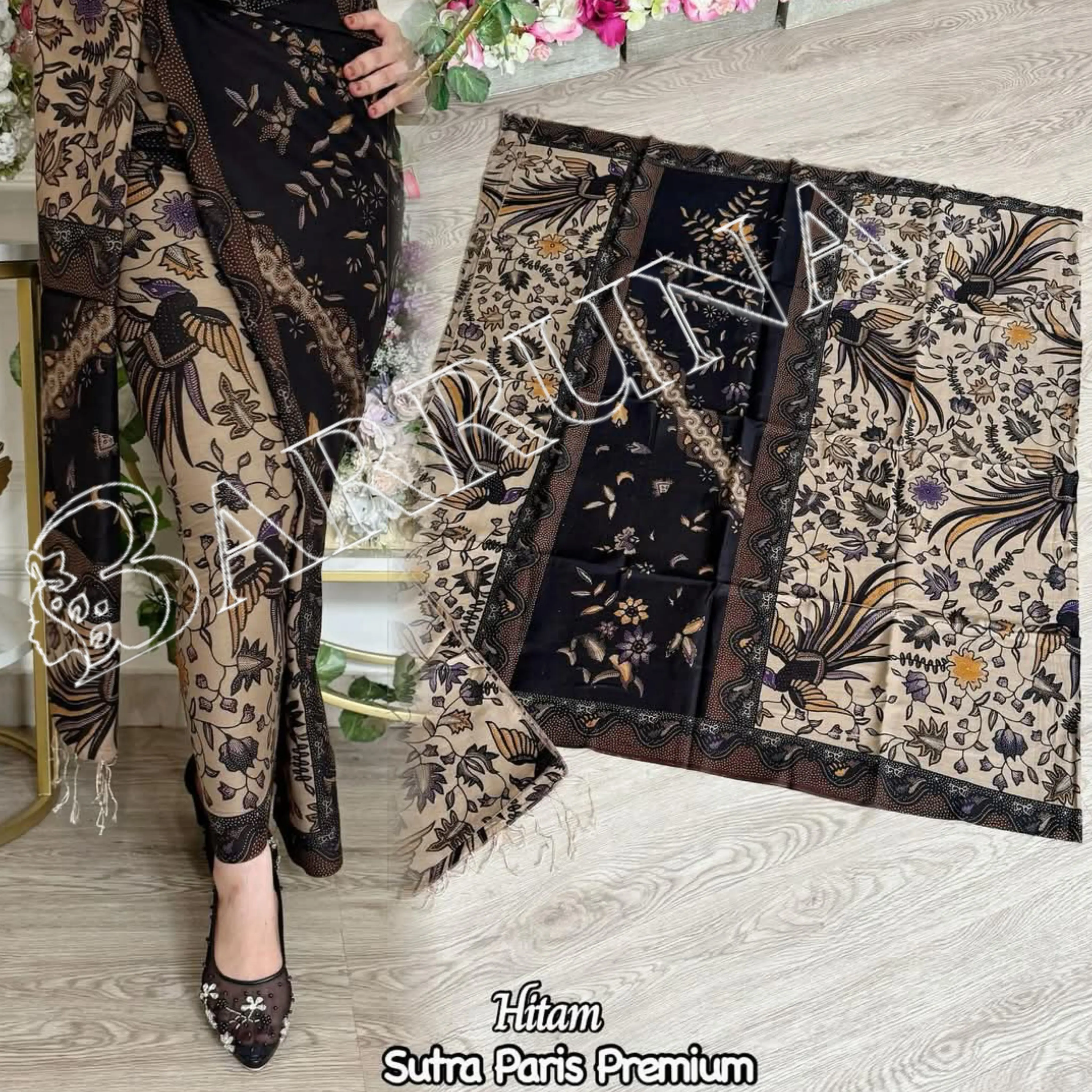 kamen sutra Paris Original ATBM Motif Kepodang Terbaru warna lebih kalem & soft kualitas original ATBM Set slendang