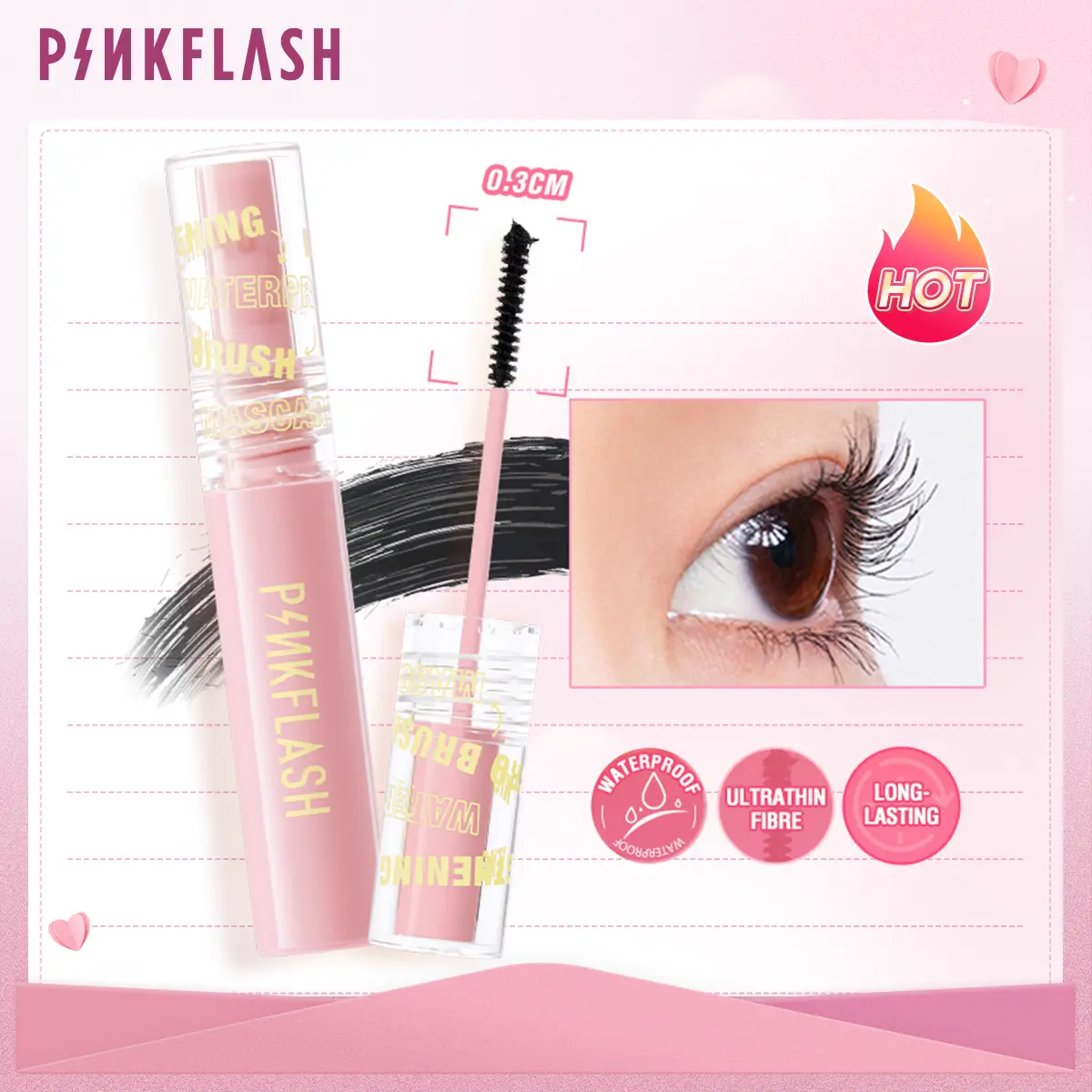 [Official] PINKFLASH OhMyWink Maskara Limitless Eyelash Panjang Keriting Tahan air Maskara kurus Lengkungan alami
