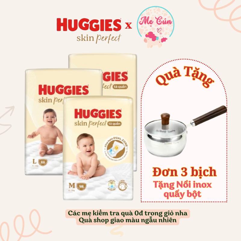 Combo 3 bịch Tã quần Huggies Mega Skin Perfect M98, L88, XL72+4, XXL64+4