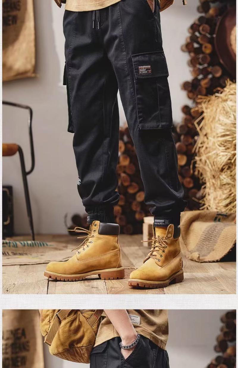 Product Introduction of Men's ankle binding cargo pants Men's retro outdoor paratrooper pants Men's American loose casual pants Men's trendy brand fashionable cargo pants 5