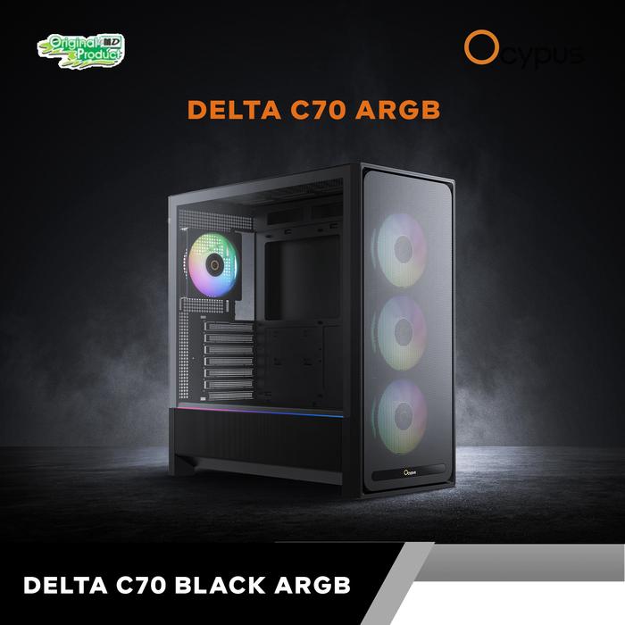 Gambar OCYPUS DELTA C70 ARGB BLACK ( INCLUDE 4 FAN DELTA F12 ARGB ) dari eMedia Jogja Kab. Sleman Tokopedia