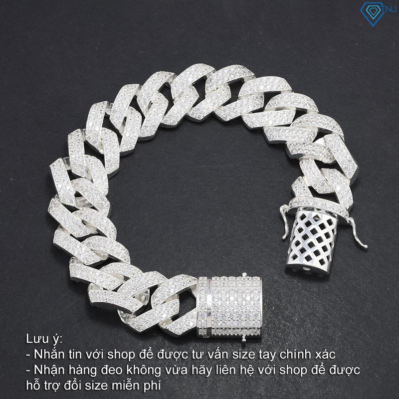  Lắc tay cuban bạc nam bản lớn 15mm dính đá CZ cao cấp LTA0174 - Trang Sức TNJ 