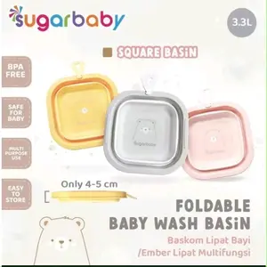 Sugar Baby Foldable Baby Wash Basin SQUARE SERIES/ Basin Dino/ Baskom Lipat Untuk Keperluan mandi/ Perlengkapan mencuci buah