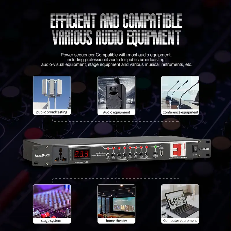 NEW BAXS Manajer listrik SR-328S 40 Amp power controller 8-channel audio time system power is applicable to stage central control socket controller. 7