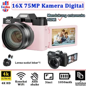 TEEKA [R10] 75/56MP Wifi HDMI Video 4K 16X Digital Kamera 16X Digital Zoom Dengan Dukungan Selfie Koneksi WIFI untuk Hadiah Pemula【Dengan Kartu 64GB】 Dslr Camera