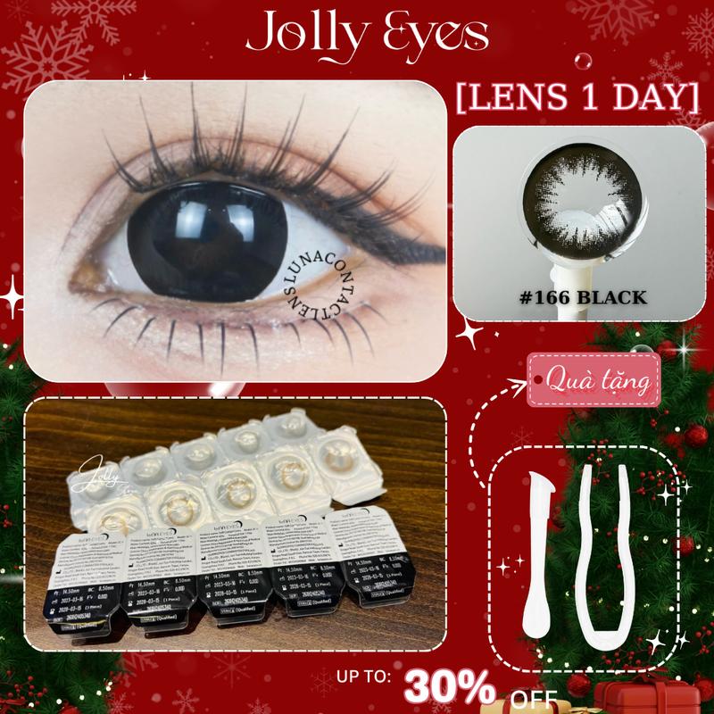 1 DAY Lens Kính áp tròng 166 Black Lens 1 ngày LUNA EYES giãn to 14.5mm JOLLY