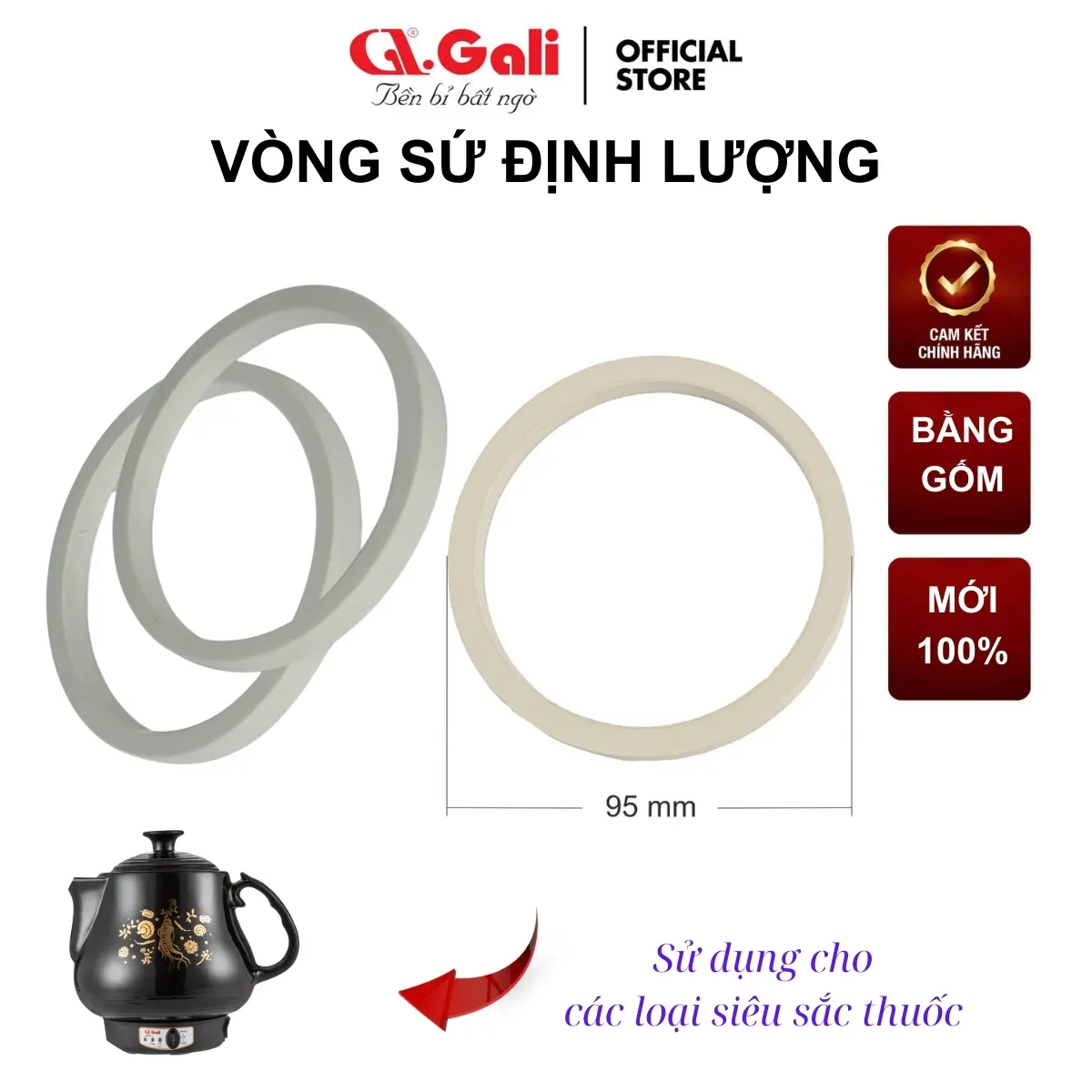 Vòng Sứ ấm Sắc Thuốc điện Cô Đặc Thuốc Dùng Cho Các Loại siêu thuốc tự động (Loại Mài nhẵn) nhập khẩu