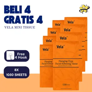[8 PAK] VELA Facial Tissue Gantung 3 Ply 1050 Lembar Tebal & Lembut – Tisu Wajah Elegan, Tisu Serbaguna Rumah Tangga, Tisu Mobil, Tisu Dapur, Aman untuk Bayi & Anak, Tisu Murah Promo, Tisu Tebal Best Seller