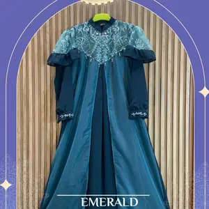 RHS - Barbara Ready Stock gamis ceruty mix brokat payet / gamis lebaran kondangan simple