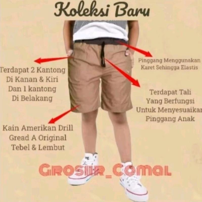 Paket 4 Pikcis Celan Chinos Pendek Anak 1-13 Tahun, Fahsion Anak - Fashion, Celana celana chinos anak laki laki Cowok Katun 4