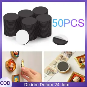 50 Pcs Magnet Kulkas Bulat Stiker Name Tag 20mm - Magnet Adhesive untuk Dinding Universal Berperekat Kuat