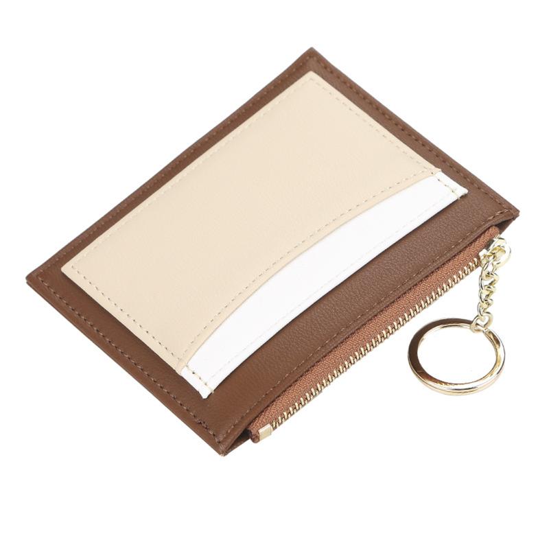 Baellerry Womens Korean Style Patchwork PU Zippered Key Holder Multiple Card Slots Compact Wallet 7