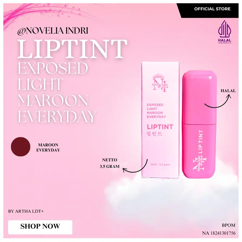[NOVELIA INDRI BY ARTHA LDT] NEW PRODUCT LIPTINT VARIAN EXPOSED LIGHT MAROON EVERYDAY  Lipstick Gloss Pewarna 0