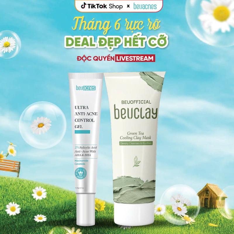 [COMBO 1 TM + 1 MN] - TMNL906 Combo 1 Kem Trị Mụn BEUACNES PLUS 15g, Giảm Mụn Sáng Da, Mờ Thâm + 1 Tuýp Mặt Nạ Đất Sét BeuClay Skincare Mặt Nạ Chăm Sóc Làm Đẹp trắng Da, Dưỡng Ẩm Da tốt Women chấm mụn