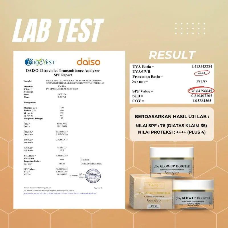[EKSLUSIF BU OWNER] 7in1 GlowUp + Booster Sunscreen Cushion Serum Brightening Glowing Protection with SPF35PA+++ Copper Peptide, 5Vitamin, 8Hyalu 3