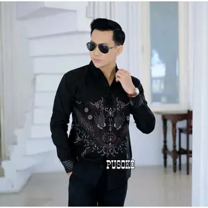 Baju Couple ayah dan anak cowok motif mihama hitam bahan katun premium elegan keren trend masa kini Batik