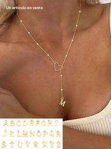 Collar en forma de Y de acero inoxidable chapado en oro de 18k, colgante de corazón con cadena de perlas, joyería elegante y versátil para uso diario