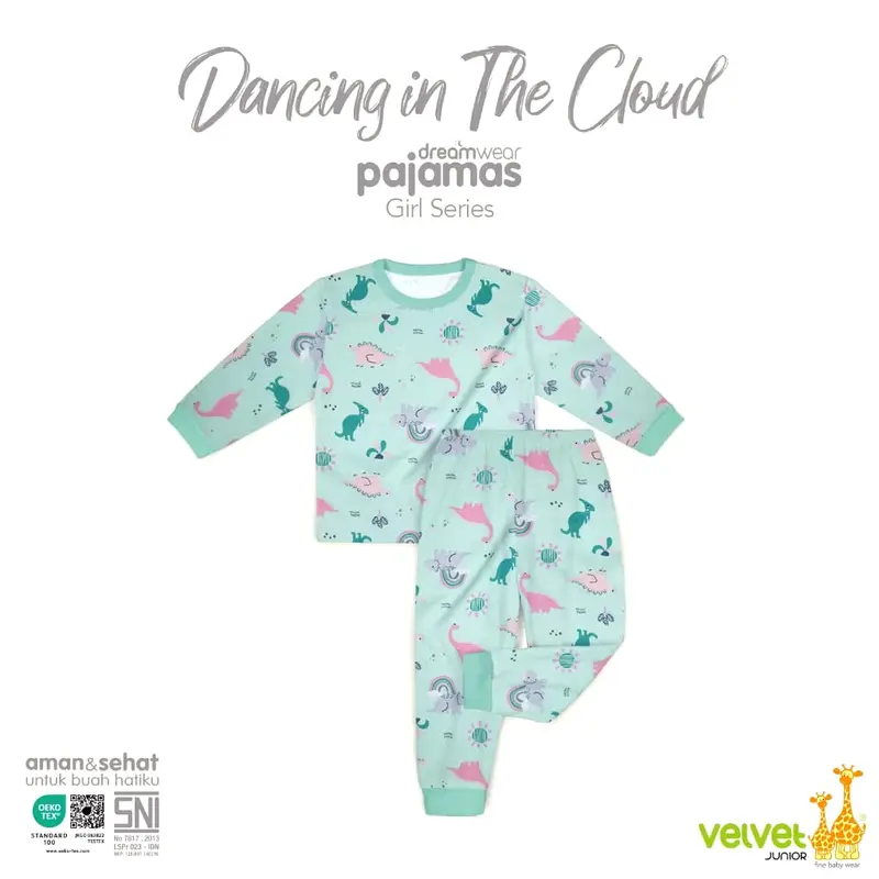 Velvet Junior Piyama Anak Perempuan DreamWear - Dreamy, lilies & buddies, Dancing In The Cloud 1