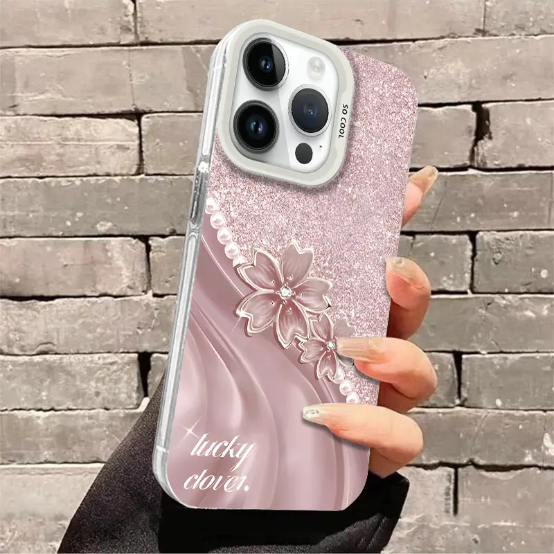 CASING FL0WER P1NK FOR IPH0NE OPP0 V1V0 INFIN1X S4M5UNG RE4LME REDM1 BUNGA LUCKY MANIK-MANIK PEARLS TERKINI PREMIUM NEW CASE CYK0456 6
