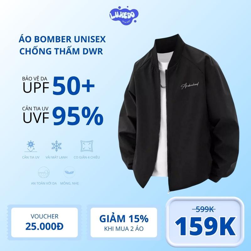  Áo khoác bomber dù 2 lớp trượt nước cản gió chống nắng unisex nam nữ 