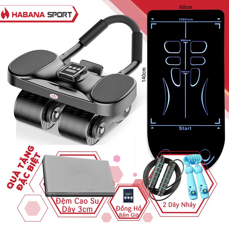 [SALE MỪNG ĐẠI LỄ 2-9] Máy Tập Bụng 4 Bánh  + Thảm Chuyên Dụng 1m4 + Đệm Kê Gối 3cm [TẶNG] Đồng Hồ + Dây Nhảy Thể Lực + Dây Nhảy Trẻ Em