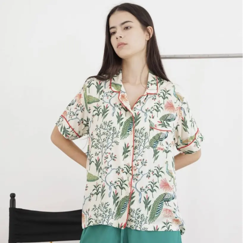 SECRET CHARM Baju Tidur Wanita  Piyama Dewasa Rayon Motif PEACOCK GREEN